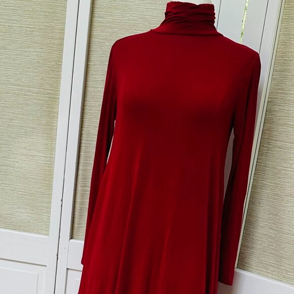 Red Swing Dress Mini Dress Women's Size Small Long Sleeved Swing Dress - Picture 2 of 5